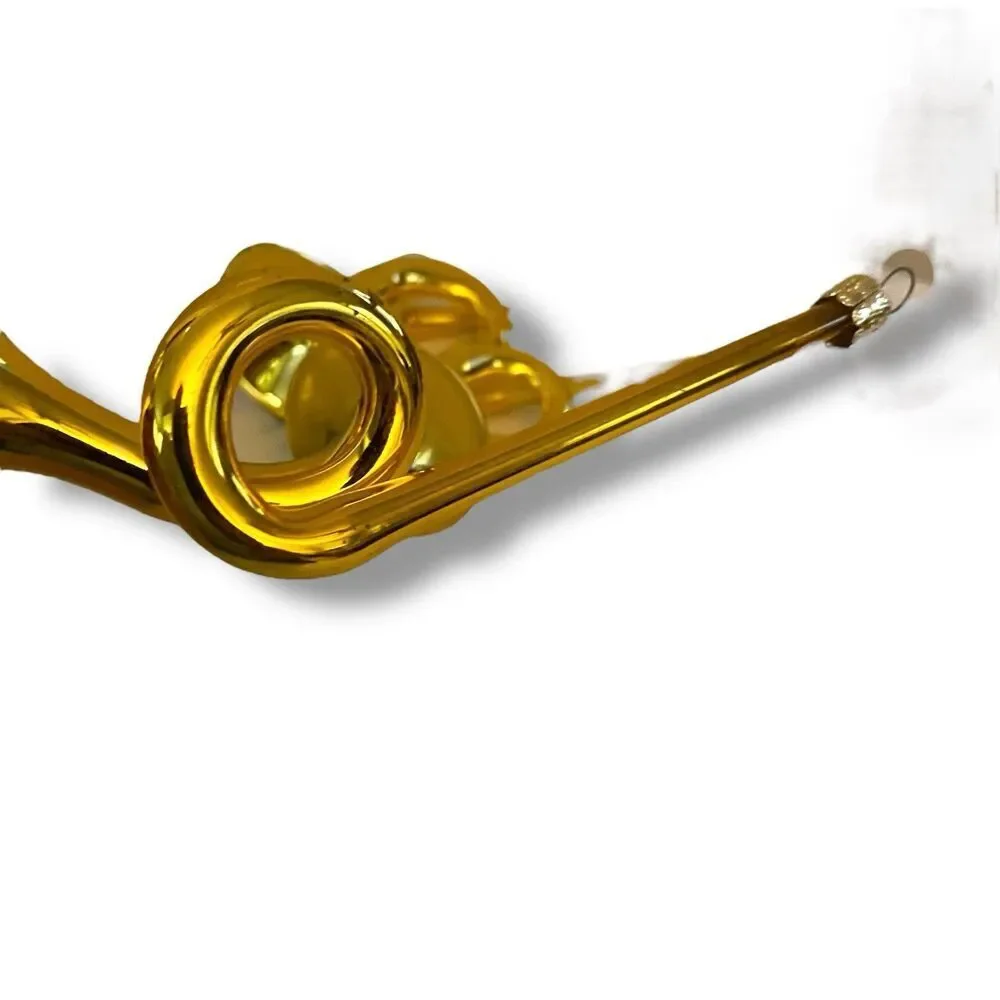 Vintage 1950's Slovakia Set Of 3 Gold Mercury Glass French Horn Ornaments
